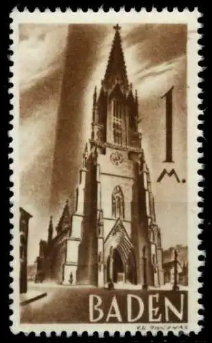 FZ BADEN 1. AUSGABE SPEZIALISIERT Nr 13yvI postfrisch 6C0C0E