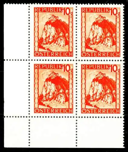 ÖSTERREICH 1947 Nr 840 postfrisch VIERERBLOCK ECKE-ULI 36BBAA