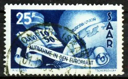 SAARLAND 1950 Nr 297 zentrisch gestempelt 202C8E