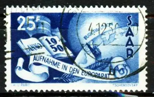 SAARLAND 1950 Nr 297 zentrisch gestempelt 202C9A