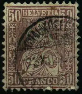 SCHWEIZ SITZENDE HELVETIA VON 1867 Nr 35a gestempelt 1770C6