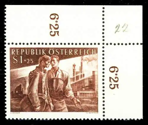 ÖSTERREICH 1955 Nr 1019 postfrisch ECKE-ORE 336A9E