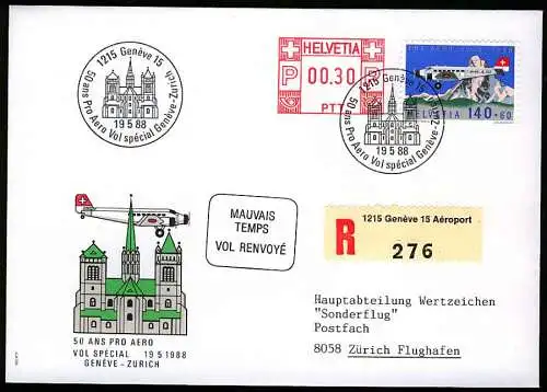 SCHWEIZ FLUGMARKEN Nr 1369 V90d BRIEF EF 2A6A8E