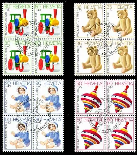 SCHWEIZ PRO JUVENTUTE Nr 1331 VB-1334 VB ZENTR- 54B7B2