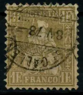 SCHWEIZ SITZENDE HELVETIA VON 1862 Nr 28c gestempelt 55C2D2