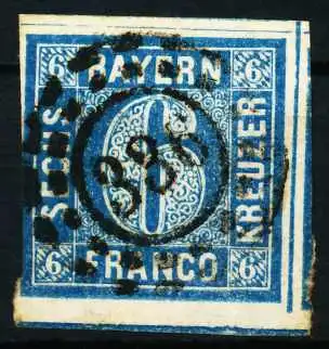 BAYERN QUADRAT AUSGABE Nr 10 oMR 336 zentrisch gestempelt 5887E6