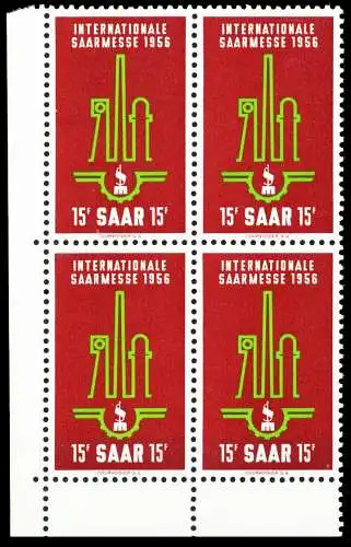 SAARLAND 1956 Nr 368 postfrisch VIERERBLOCK ECKE-ULI 5F6F86