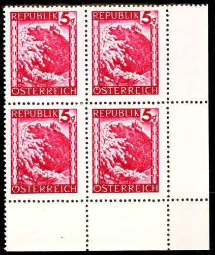 ÖSTERREICH 1945 Nr 740 postfrisch VIERERBLOCK ECKE-URE 36BC7A