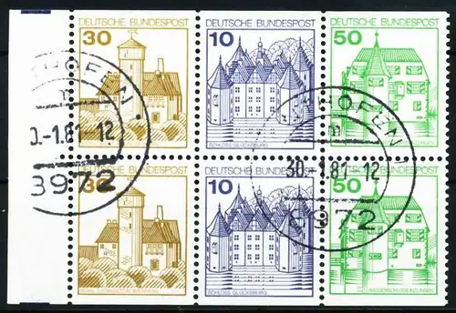 BRD ZUSAMMENDRUCK Nr W67I+W68I zentrisch gestempelt 6er-BLOC 5F369E