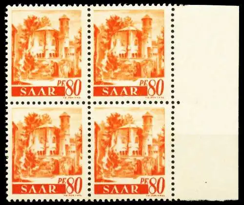 SAARLAND 1947 Nr 223Z postfrisch VIERERBLOCK 5FE432