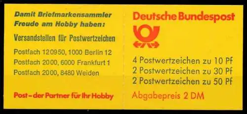 BRD MARKENHEFTCHEN Nr MH 22 IaaK1oZ postfrisch SA13812