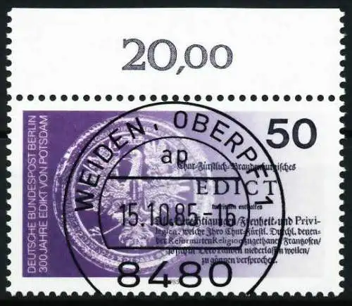 BERLIN 1985 Nr 743 zentrisch gestempelt ORA 62E466