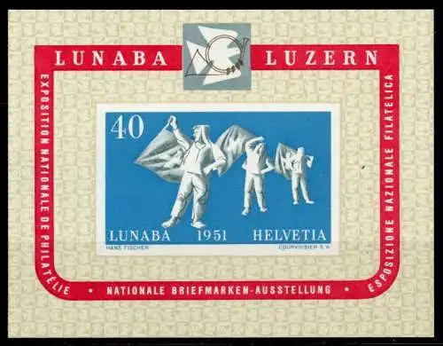 SCHWEIZ BLOCK KLEINBOGEN 1950-1959 Block 14 ungebraucht 4F5E4A