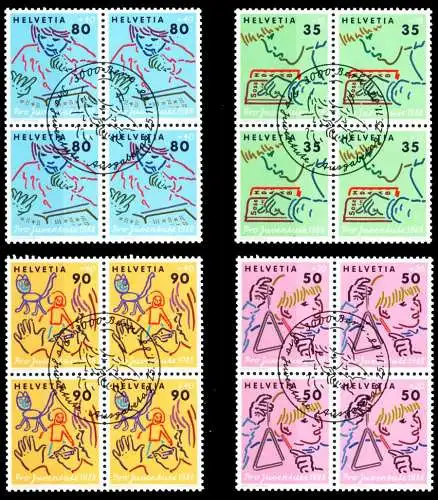 SCHWEIZ PRO JUVENTUTE Nr 1381 VB-1384 VB ZENTR- 54B796