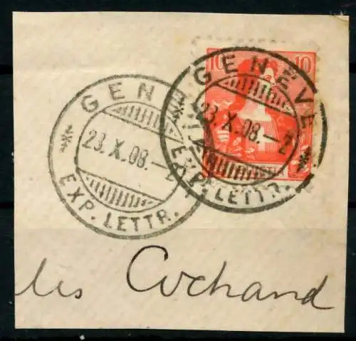 SCHWEIZ 1907 Nr 98 gestempelt Briefst³ck zentrisch 696F66