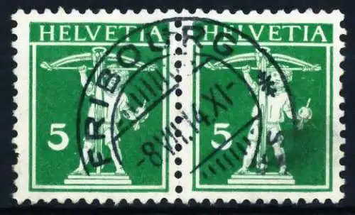 SCHWEIZ 1909 Nr 113III zentrisch gestempelt WAAGR PAAR 6970CA