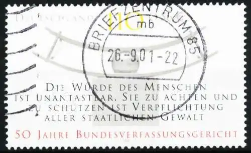 BRD 2001 Nr 2214 zentrisch gestempelt 648AEA