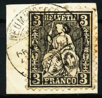 SCHWEIZ SITZENDE HELVETIA VON 1862 Nr 21a ZENTR 4FADFE