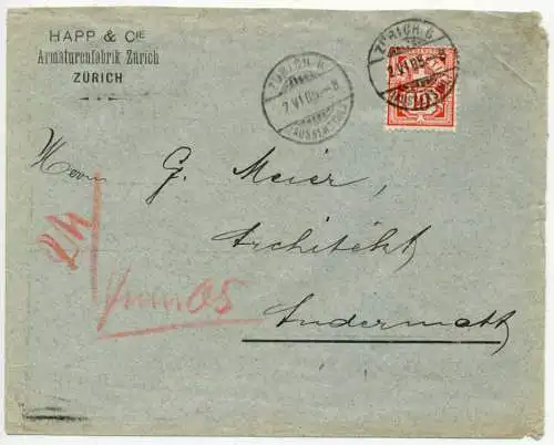 SCHWEIZ ZIFFERNMUSTER Nr 54Yd BRIEF EF 6B6A96