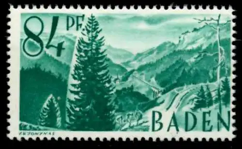 FZ BADEN 1. AUSGABE SPEZIALISIERT Nr 12yvII postfrisch 6C0BEE