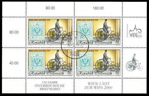 ÖSTERREICH BLOCK KLEINBOGEN Nr 2222I zentrisch gestempelt KL 50FB6A