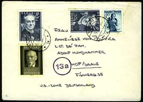 ÖSTERREICH 1950 Nr 958+959 BRIEF MIF 29E12A