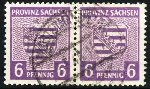 SBZ PROV. SACHSEN Nr 76Ya zentrisch gestempelt WAAGR PAAR 65952A