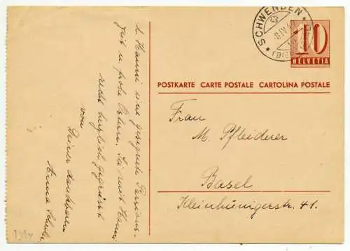 SCHWEIZ POSTKARTE BRIEF 6DF7C2