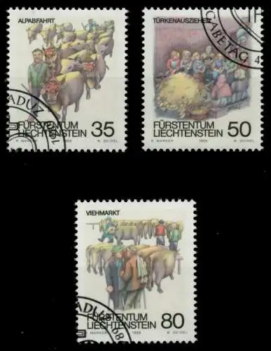 LIECHTENSTEIN 1989 Nr 971-973 gestempelt SB49DAE