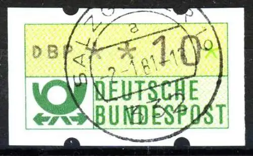 BRD ATM 1981 Nr 1-1-010 zentrisch gestempelt 26F032