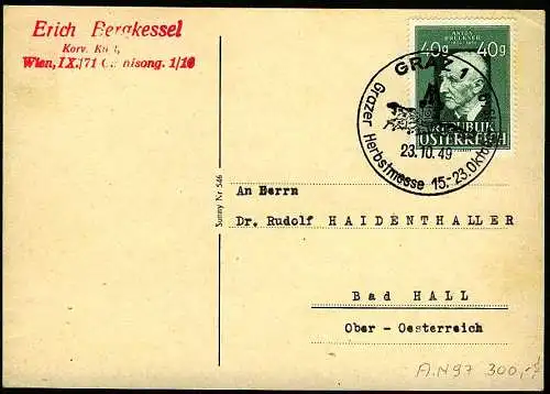 ÖSTERREICH 1949 Nr 941 BRIEF EF 29DFD6