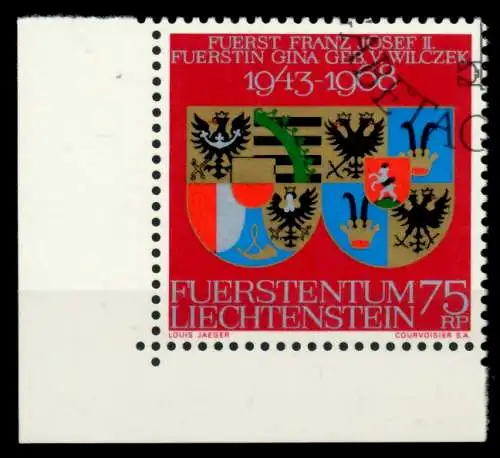 LIECHTENSTEIN 1968 Nr 496 gestempelt ECKE-ULI 6E93FA