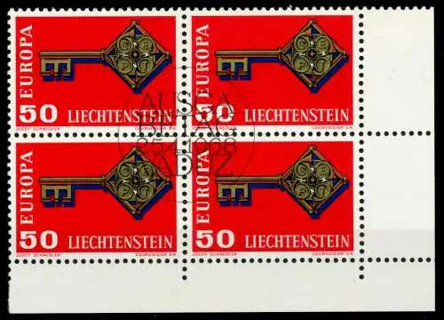 LIECHTENSTEIN 1968 Nr 495 zentrisch gestempelt VIERERBLOCK E 6E940E