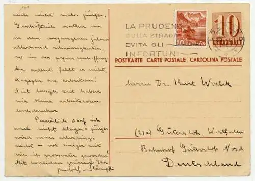 SCHWEIZ Nr P176I GEBRAUCHT POSTKARTE 6DF76E