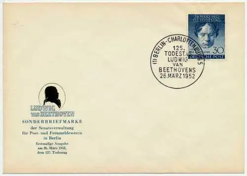 BERLIN 1952 Nr 87 BRIEF FDC 7256DA