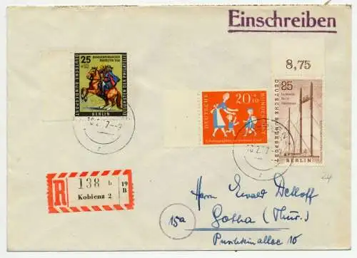 BERLIN 1956 Nr 157+158+BRD 251 BRIEF MIF 70C686