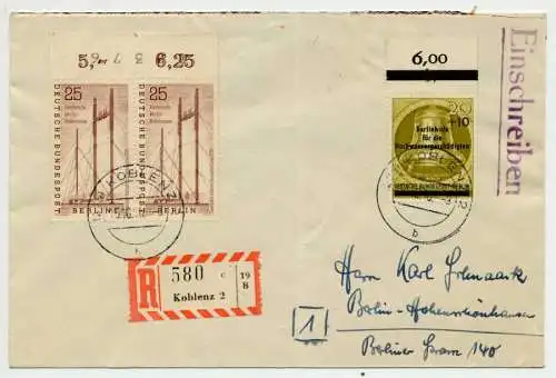 BERLIN 1956 Nr 157+155 BRIEF MIF 70C6BA