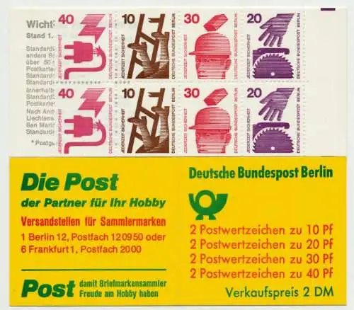 BERLIN MARKENHEFTCHEN Nr MH 09c IoZ postfrisch SC1D872