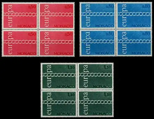 MONACO 1971 Nr 1014-1016 postfrisch VIERERBLOCK S00362A