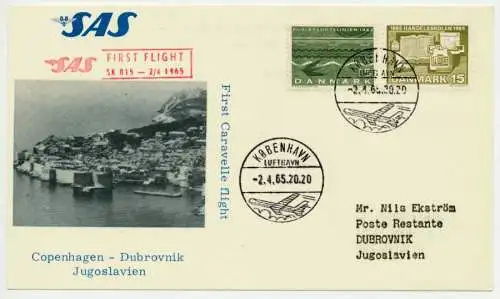 FLUGPOST ALLE WELT Nr SAS DÄNEMARK DUBROVNIK BRI 742ED6