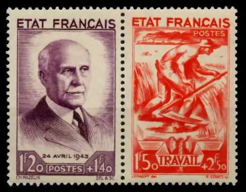 FRANKREICH 1943 Nr 589+590 postfrisch WAAGR PAAR 742F26
