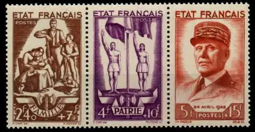FRANKREICH 1943 Nr 591+592+593 postfrisch 3ER STR 742F22