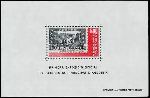 ANDORRA FRZ.-POST Block 1 postfrisch S009192