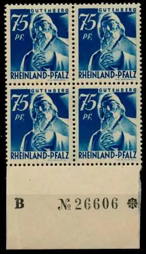 F-ZONE PFALZ Nr 13vv postfrisch VIERERBLOCK URA 7A2D9E