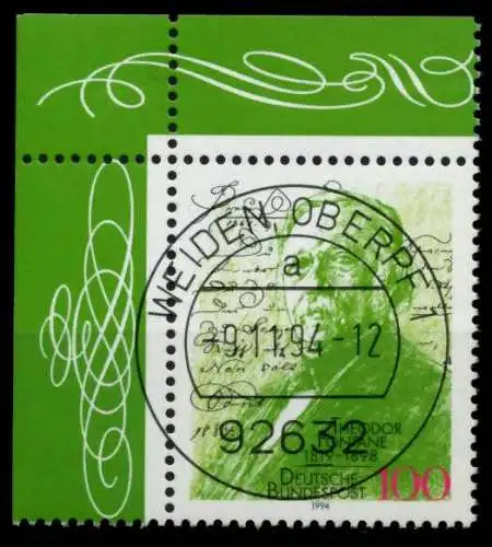 BRD 1994 Nr 1767 zentrisch gestempelt ECKE-OLI 78FF06