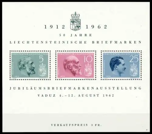 LIECHTENSTEIN BLOCK KLEINBOGEN Block 6-3 postfrisch S54513E