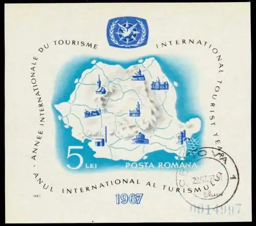 RUMÄNIEN Block 63 zentrisch gestempelt 76D812