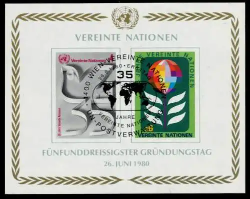 UNO WIEN Block 01 zentrisch gestempelt S004596
