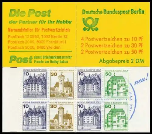 BERLIN MARKENHEFTCHEN Nr MH 11foZ postfrisch S51694E