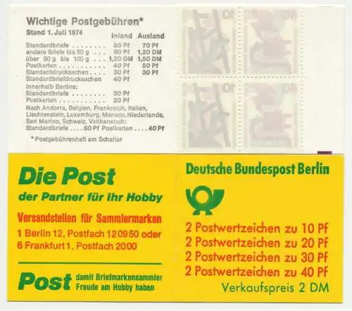 BERLIN MARKENHEFTCHEN Nr MH 09c IoZ postfrisch S5118F6